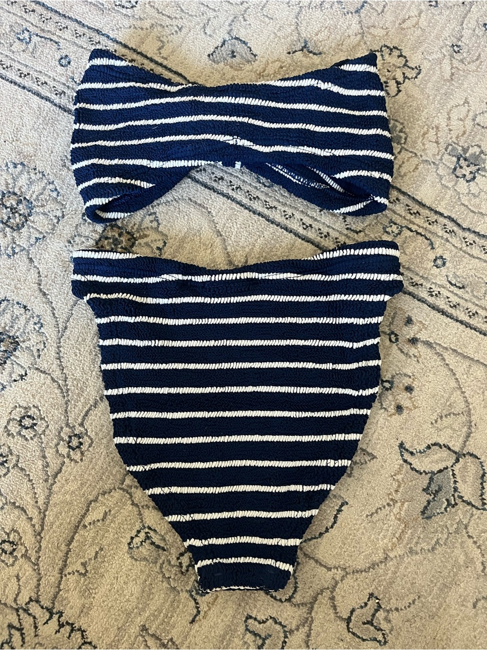 NWT Hunza G Navy and White Striped Jean Bandeau Bikini - Picture 12 of 12